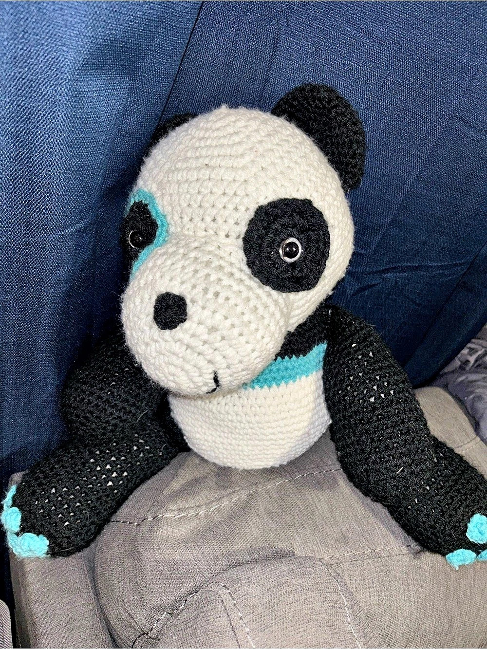 Crochet Panda Stuffed Animal, White & Black